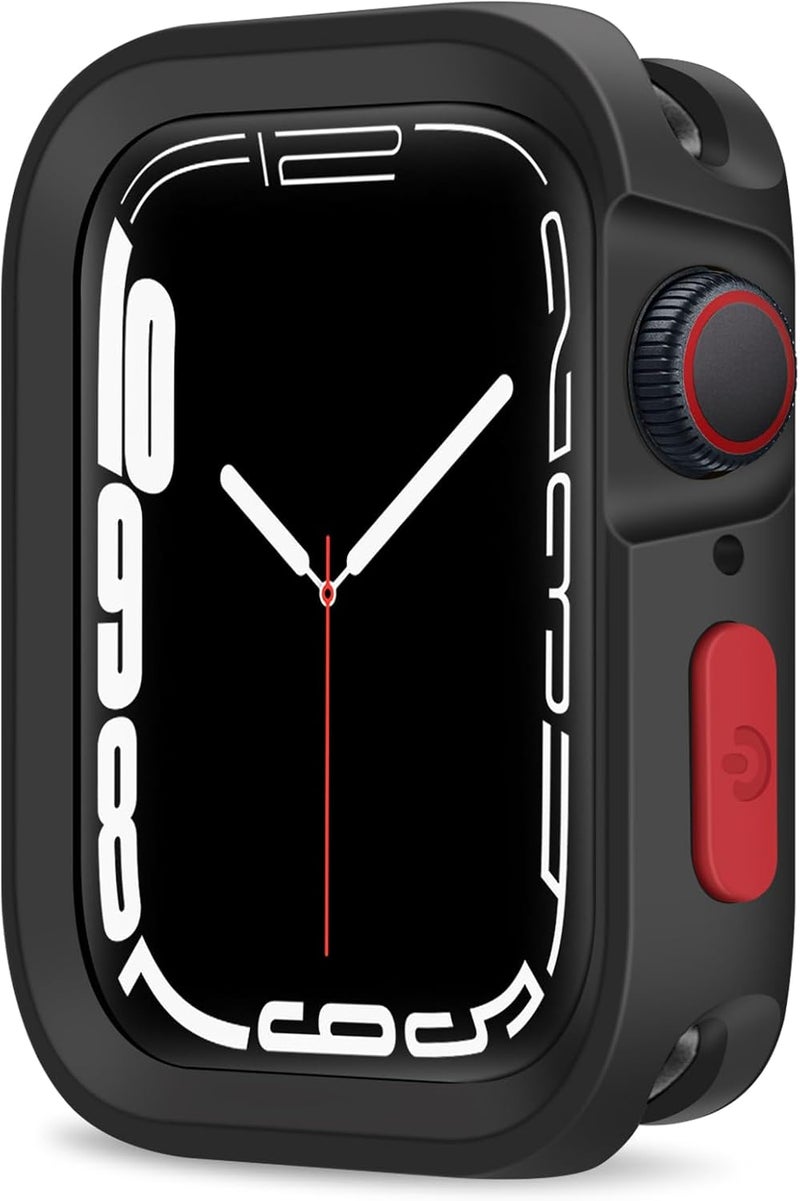 ZZDZZ Rugged Case Compatible with Apple Watch Case 45mm 44mm Series 9/8/7/6/5/4/SE3/2/1, Soft Flexible TPU Shockproof Protective Bumper Cover for iWatch 45mm 44mm, Black - Image 1